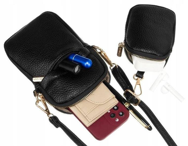 Torebka-portfel, czarna, skóra ekologiczna, Rovicky