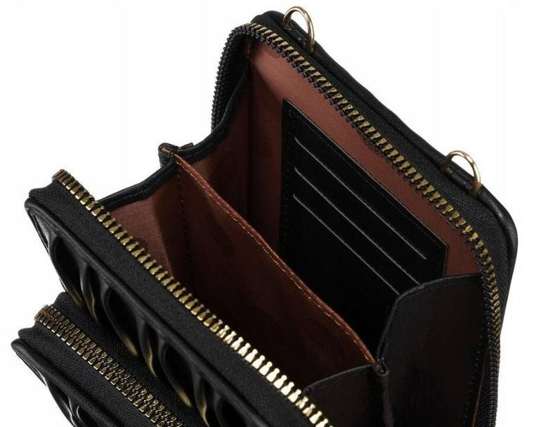 Torebka-portfel, czarna, skóra ekologiczna, Rovicky