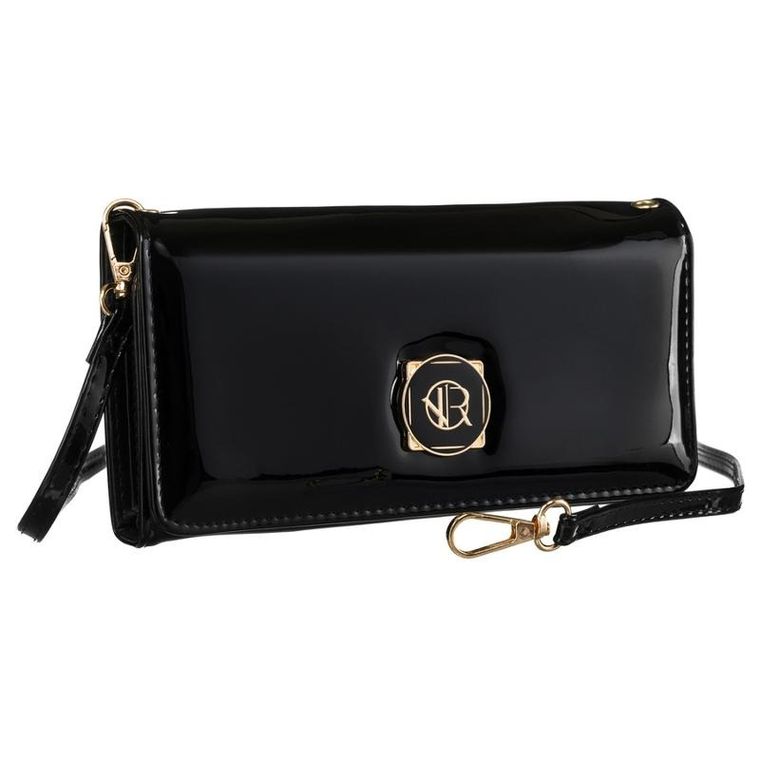 Torebka-portfel, czarna, skóra ekologiczna, Rovicky