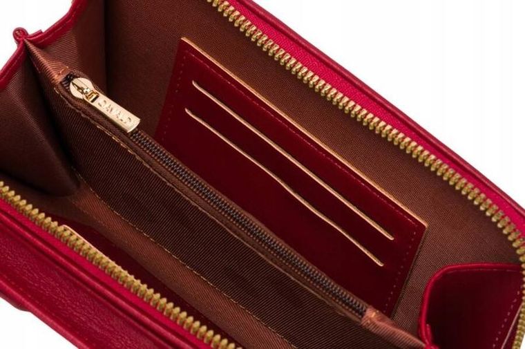 Torebka-portfel, czerwona, skóra ekologiczna, Cavaldi