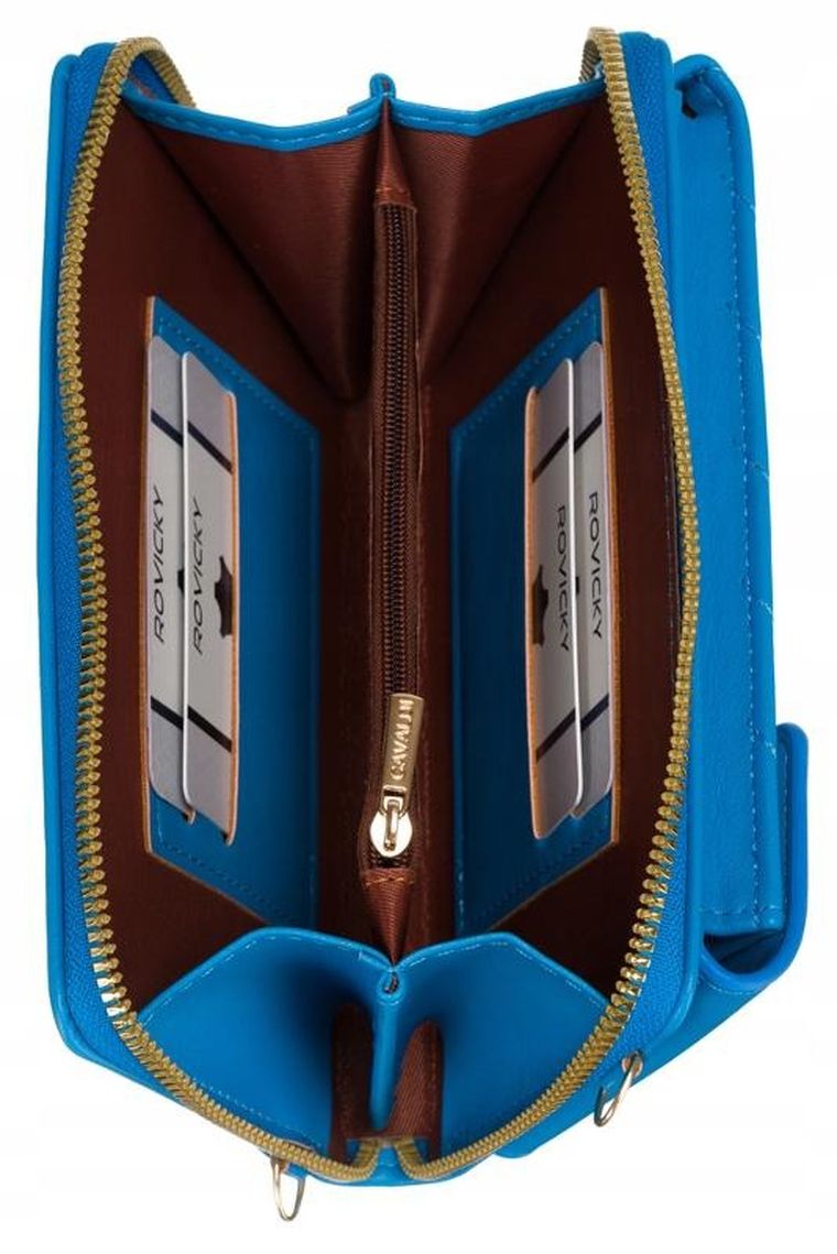 Torebka-portfel, niebieska, skóra ekologiczna, Cavaldi
