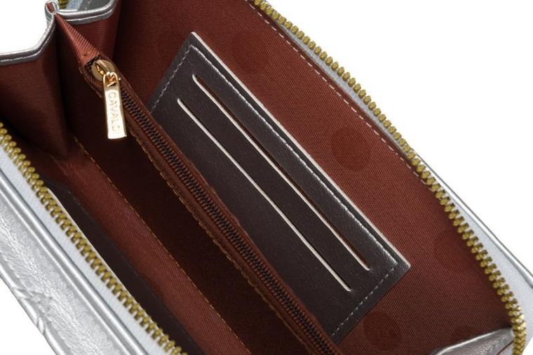 Torebka-portfel, srebrna, skóra ekologiczna, Cavaldi