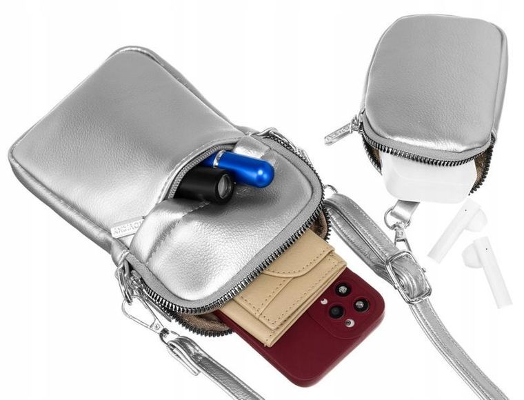 Torebka-portfel, srebrna, skóra ekologiczna, Rovicky