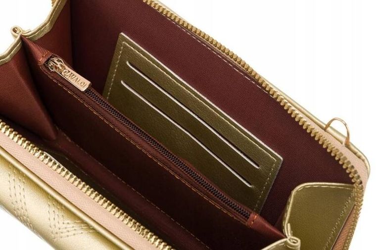 Torebka-portfel, złota, skóra ekologiczna, Cavaldi