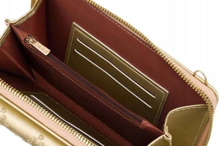 Torebka-portfel, złota, skóra ekologiczna, Cavaldi