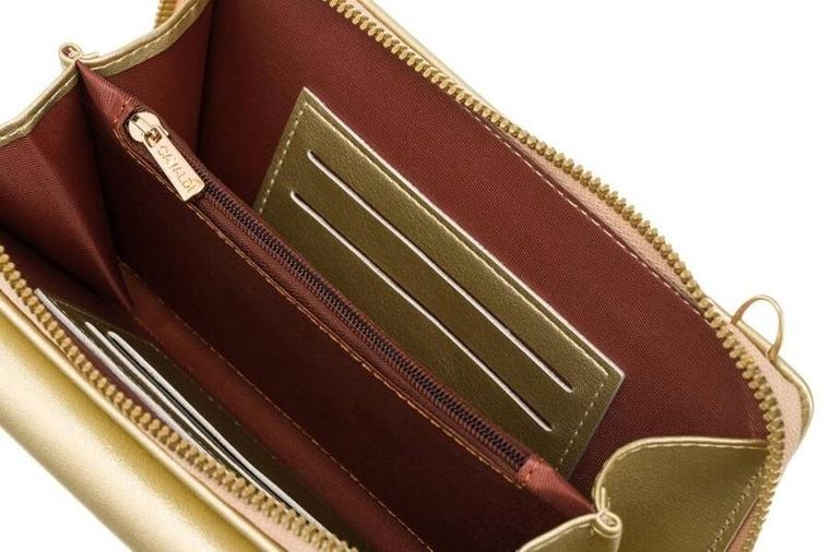 Torebka-portfel, złota, skóra ekologiczna, Cavaldi