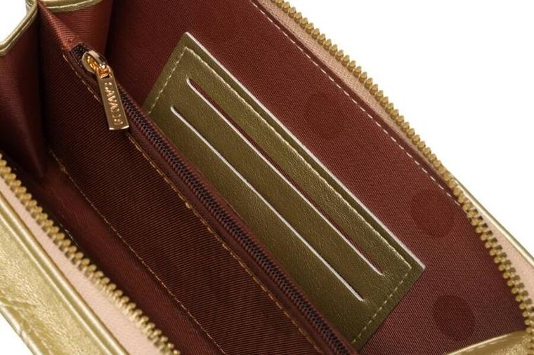 Torebka-portfel, złota, skóra ekologiczna, Cavaldi