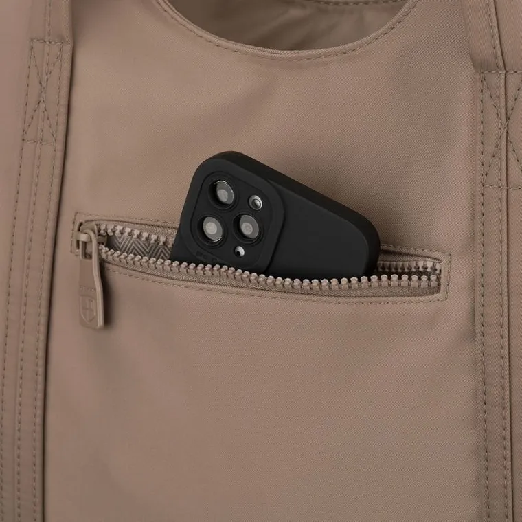 Torebka shopper, beżowa, poliester, Peterson