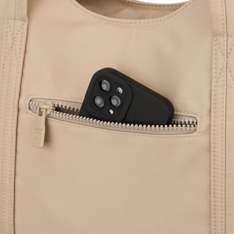 Torebka shopper, beżowa, poliester, Peterson