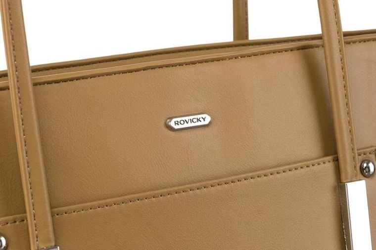 Torebka shopper, beżowa, skóra ekologiczna, Rovicky