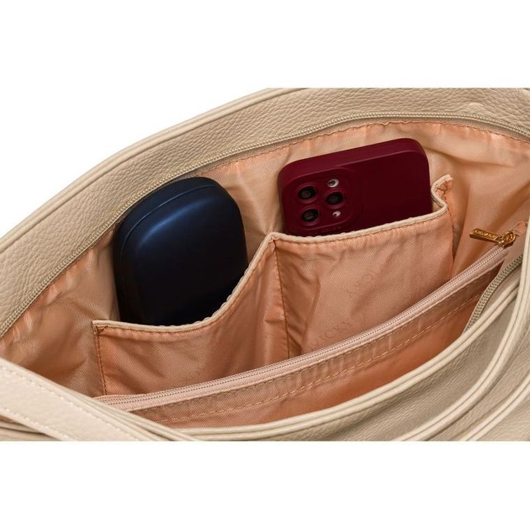 Torebka shopper, beżowa, skóra ekologiczna, Rovicky