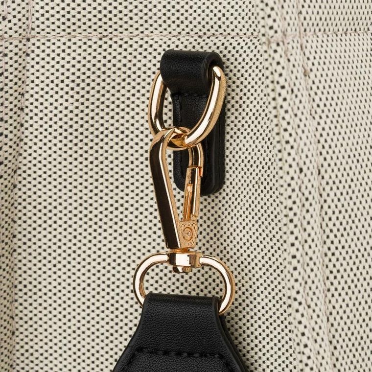 Torebka shopper, beżowo-czarna, Rovicky