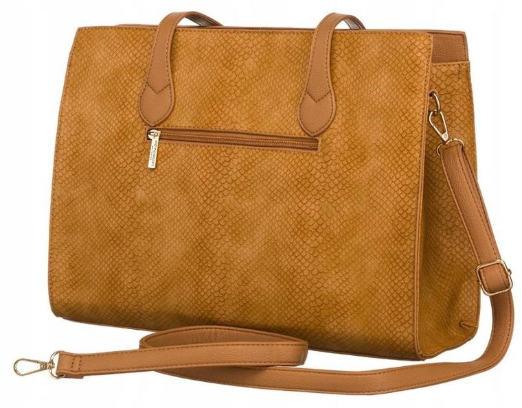 Torebka shopper, brązowa, skóra ekologiczna, Peterson