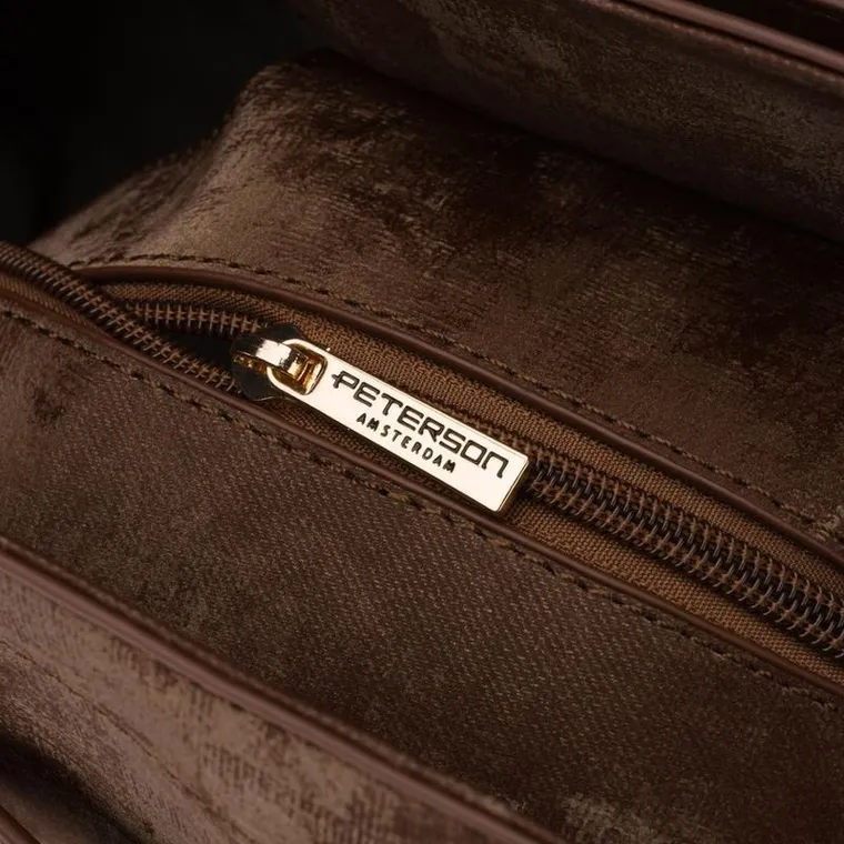 Torebka shopper, brązowa, skóra ekologiczna, Peterson