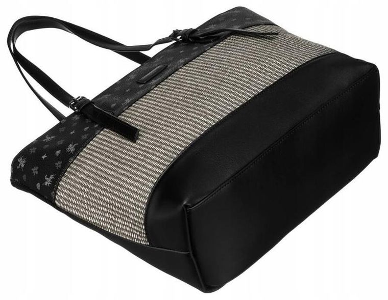 Torebka shopper, czarna, skóra ekologiczna, David Jones