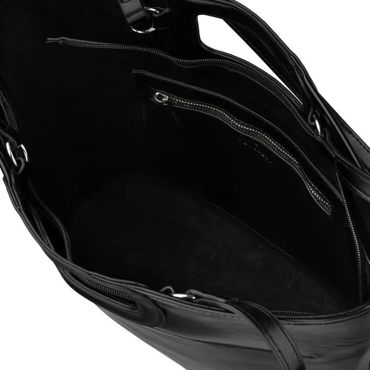 Torebka shopper, czarna, skóra ekologiczna, Peterson