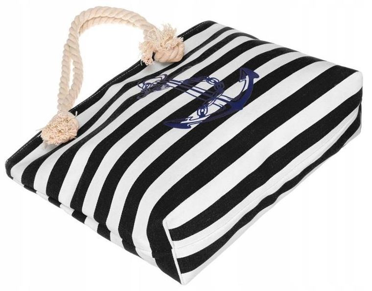 Torebka shopper, czarno-biała, plażowa