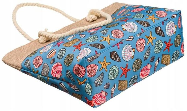 Torebka shopper, niebieska, plażowa