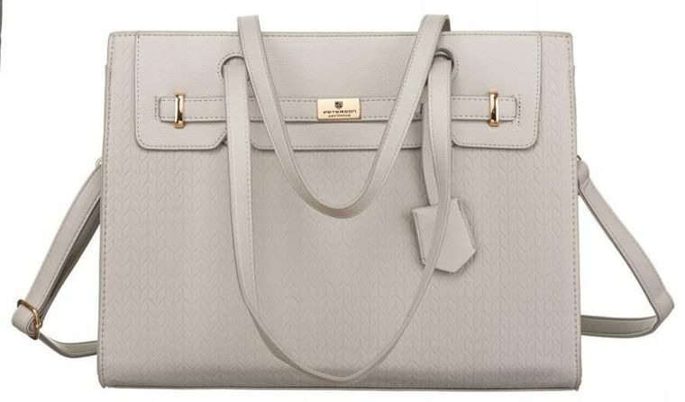 Torebka shopper, szara, skóra ekologiczna, Peterson