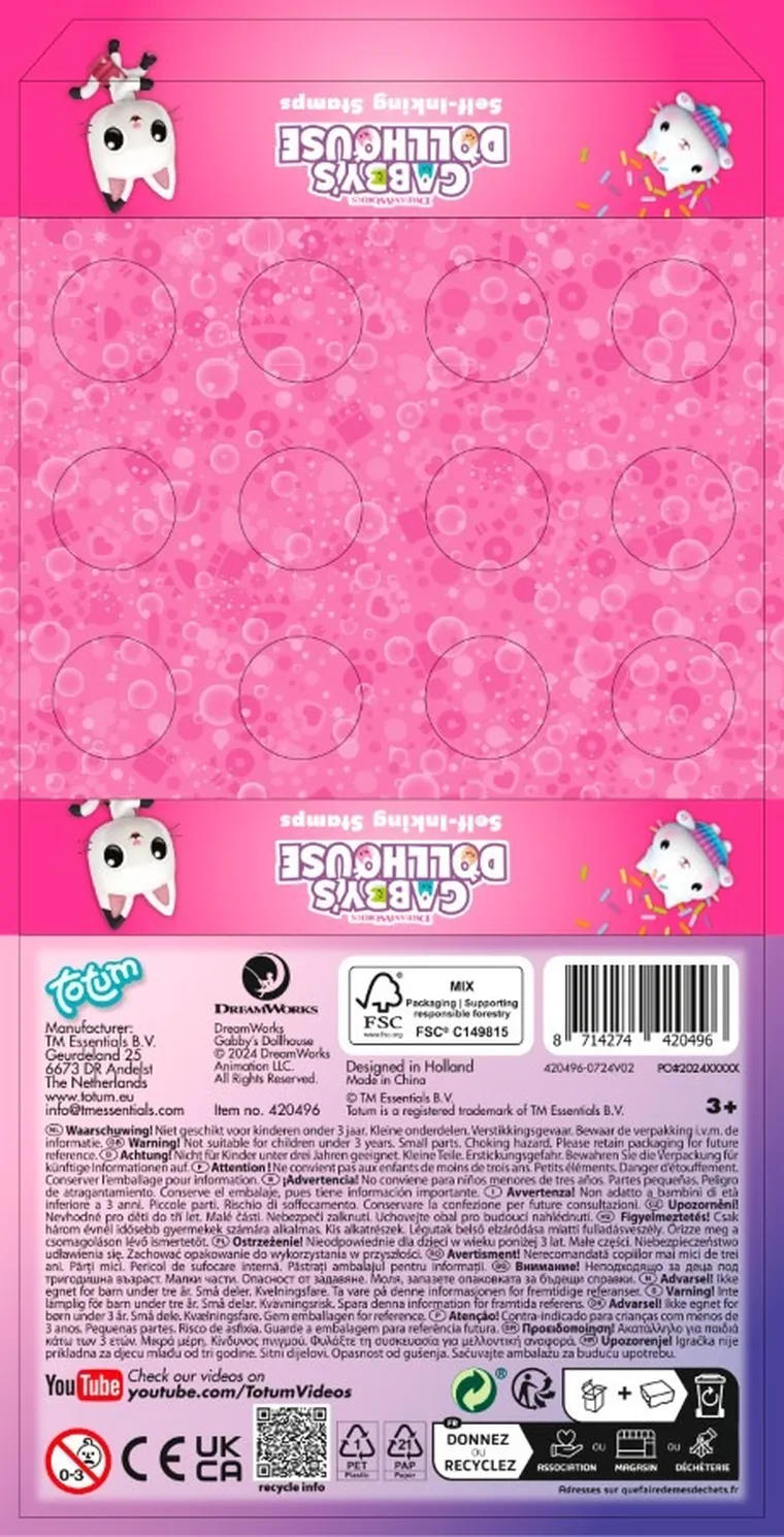 Totum, Koci Domek Gabi, zestaw pieczątek, 12 szt.