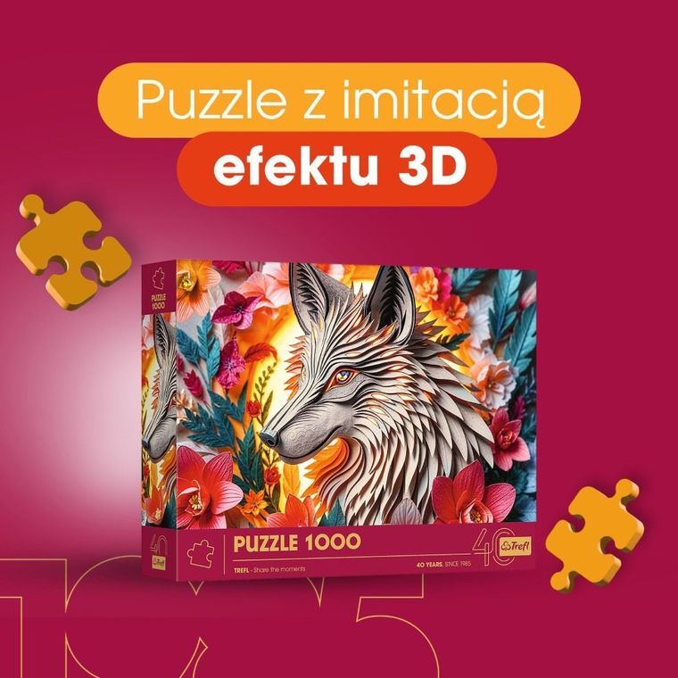 Trefl, 40-lecie, Paper Art: Wilk, puzzle, 1000 elementów