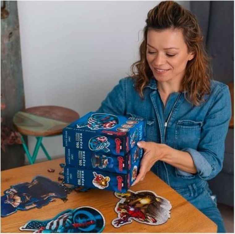 Trefl, Wood Craft, Odważny Iron Man, puzzle drewniane konturowe, 160 elementów