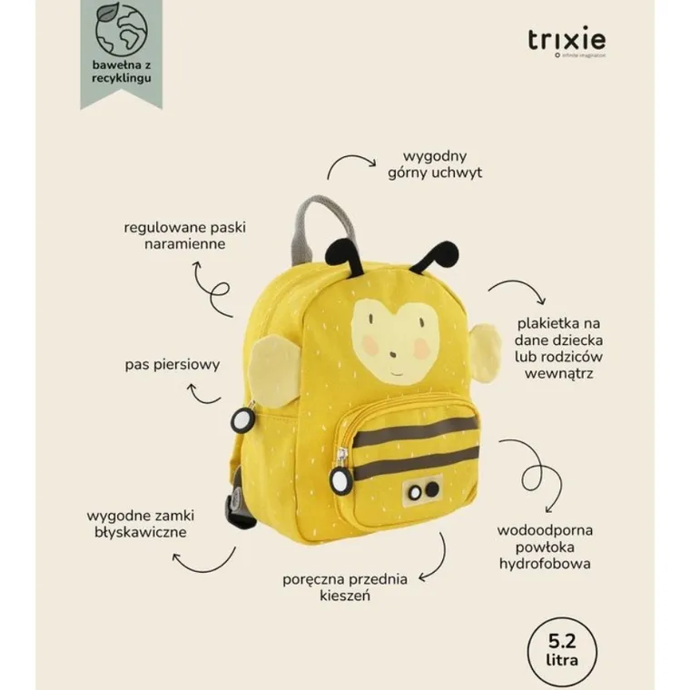 Trixie Baby, plecak dla przedszkolaka, Pszczółka, 5,25 l