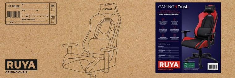 Trust, GXT 714R Ruya, fotel gamingowy, czerwony