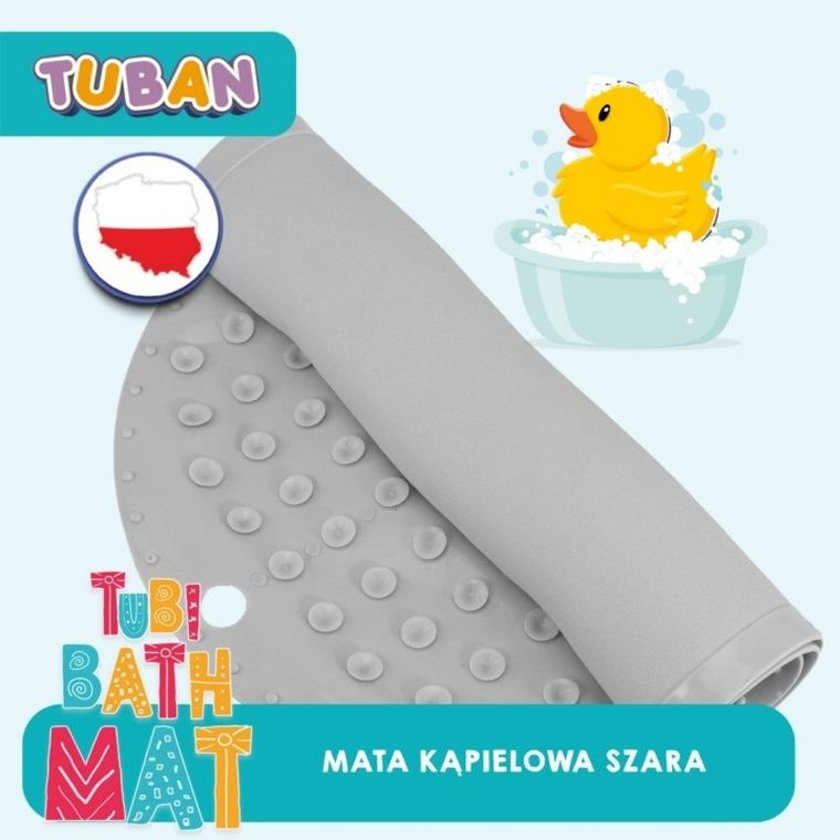 Tuban, mata kąpielowa, antypoślizgowa, szara