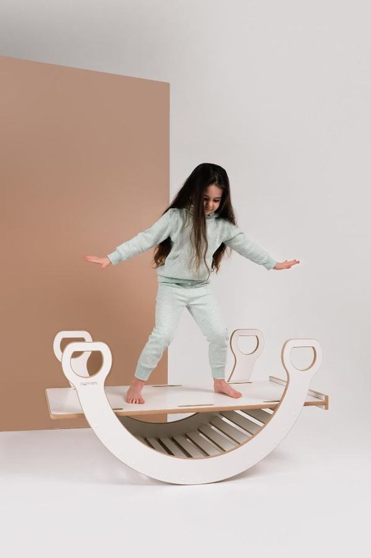 tupti.wood, 2w1: duży bujak montessori + duża zjeżdżalnia, drabinka