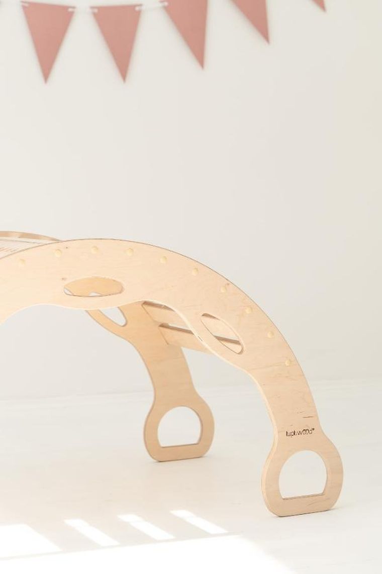 tupti.wood, duży bujak montessori z uchwytami, naturalny