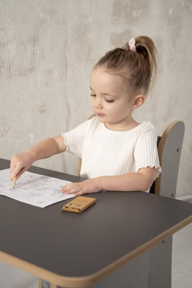 tupti.wood, stolik + krzesełko, szare