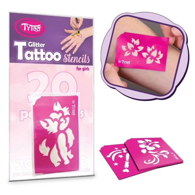 TyToo, zestaw szablonów do tatuaży, rozmarzona, 15 elemenetów