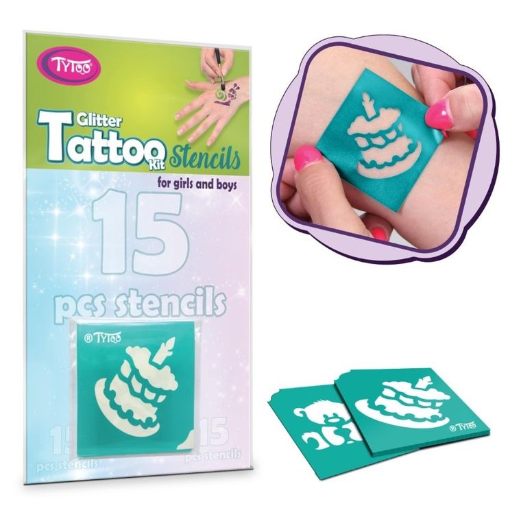 TyToo, zestaw szablonów do tatuaży, wszystkiego najlepszego, 15 elementów