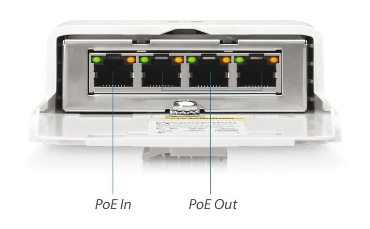 Ubiquiti, switch, 4xRJ45, 1000Mb/s, passive PoE, zewnętrzny