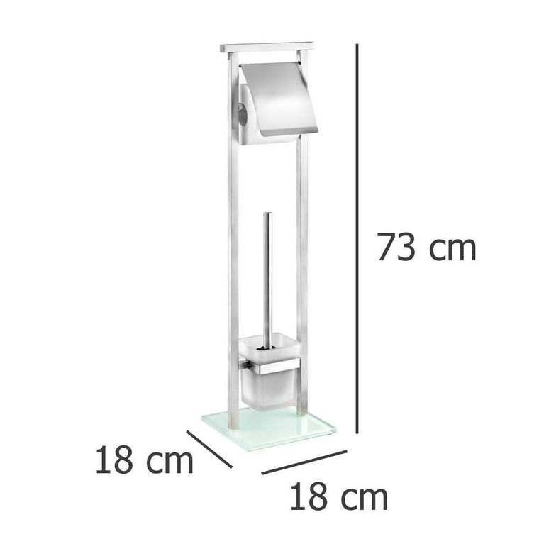 Uchwyt z osłonką na papier toaletowy i szczotka do WC, z pojemnikiem szklanym