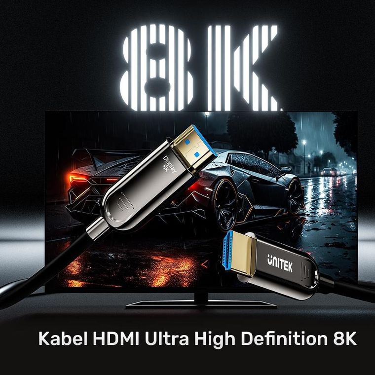 Unitek, kabel HDMI, optyczny, 2.1 AOC, 8K, 120HZ, 5m