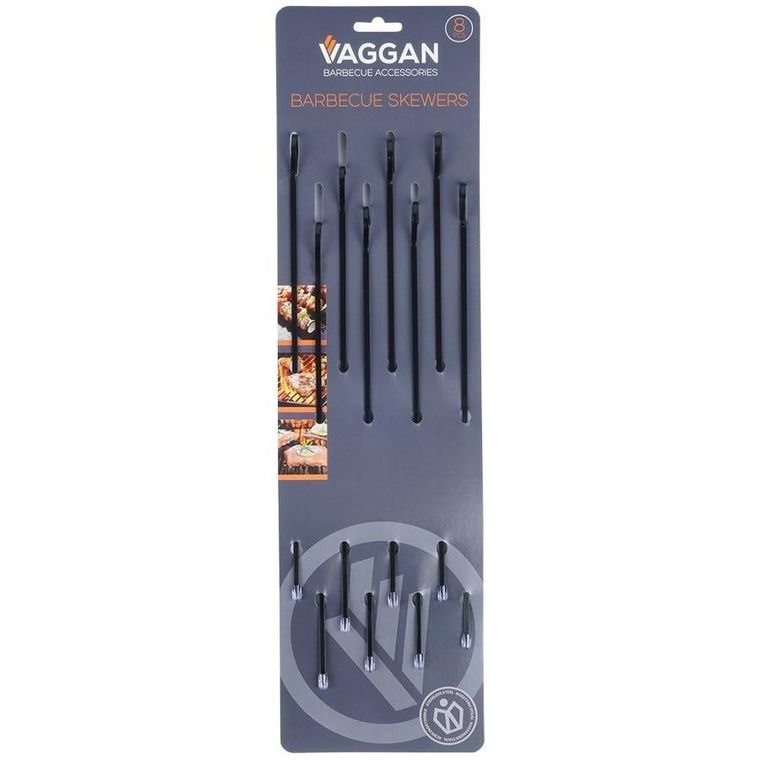 Vaggan, szpikulce do szaszłyków, stalowe, czarne, 31.5 cm, 8 szt.