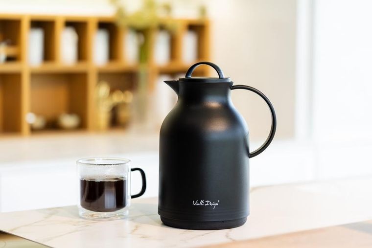 Vialli Design, Amo, termos z wkładem szklanym, czarny, 1l