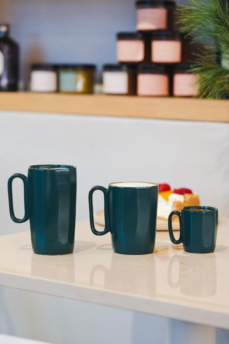 Vialli Design, dwa kubki ceramiczne z uszkiem, 80 ml, Fuori zielone