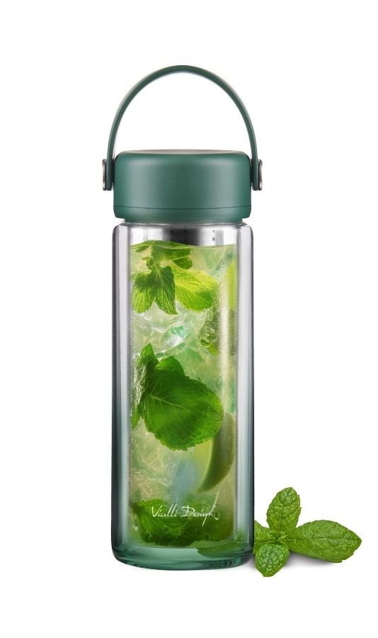 Vialli Design, Fuori, butelka z podwójną ścianką i zaparzaczem, zielona, 350 ml