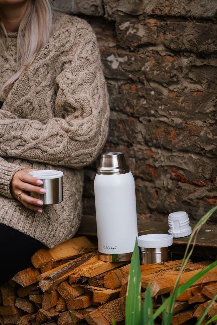 Vialli Design, Fuori, termos turystyczny, biały, 1l