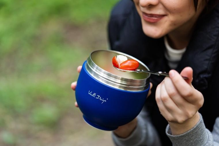 Vialli Design, Fuori, termos z pojemnikiem i łyżką, granatowy, 680 ml