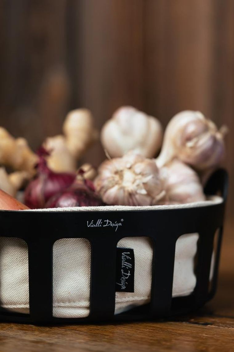 Vialli Design, koszyk na pieczywo z bawełnianym wkładem, Livio, czarny