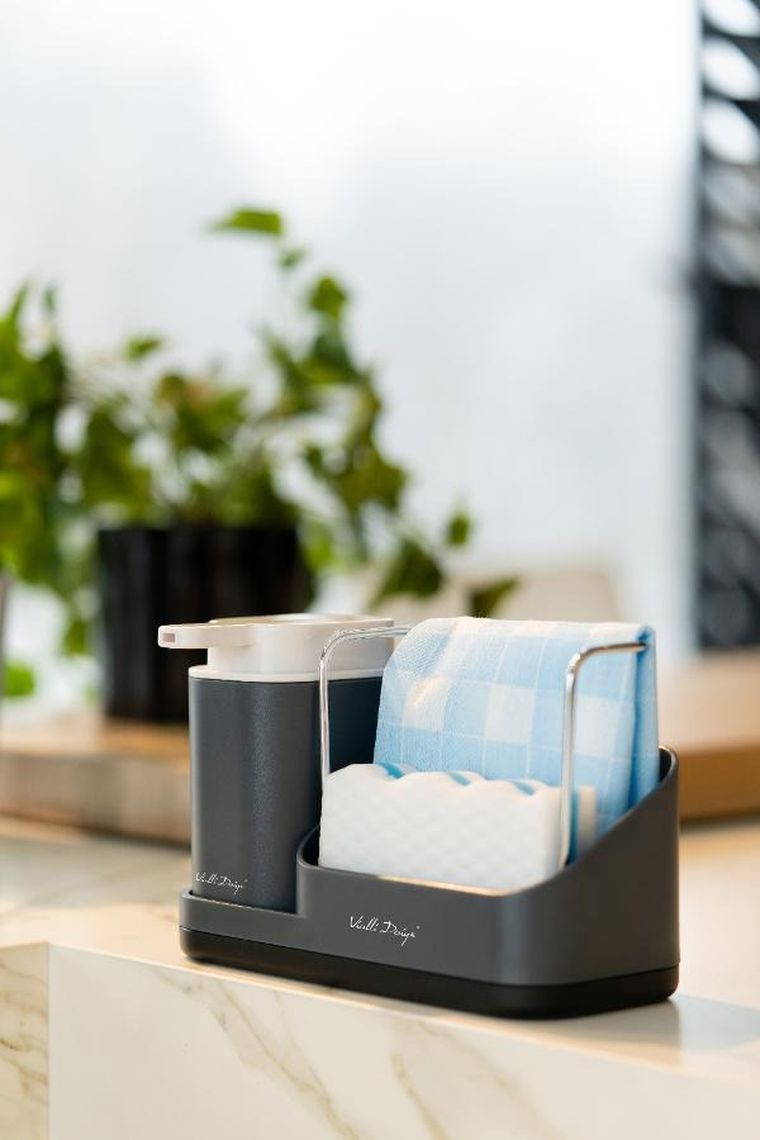 Vialli Design, Livio Duo, organizer kuchenny z dozownikiem na płyn, szary