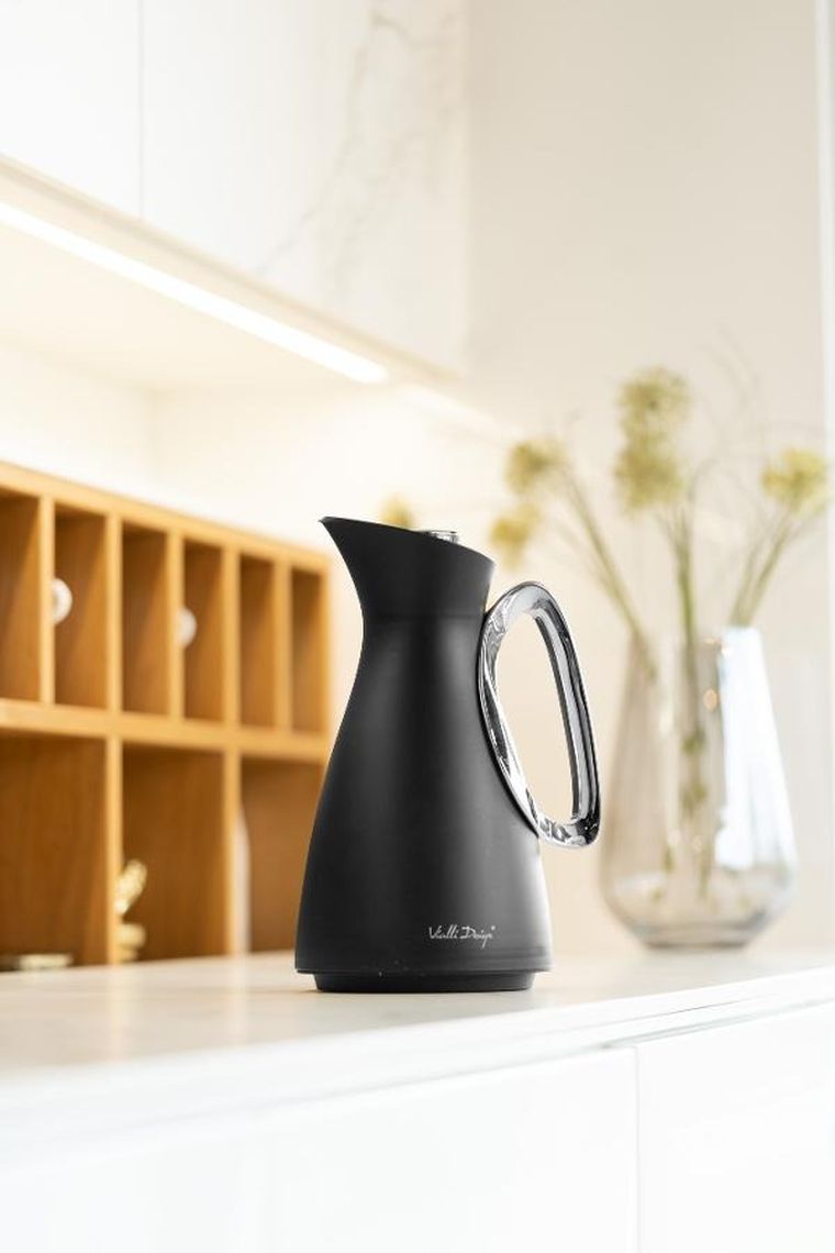 Vialli Design, termos z wkładem szklanym Alessia, 1l, czarno-srebrny