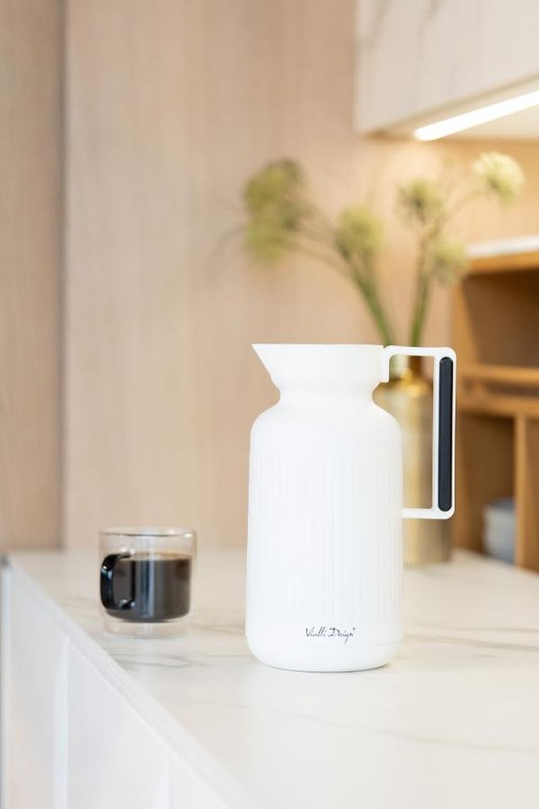 Vialli Design, termos z wkładem szklanym Lungo, 1l, biały