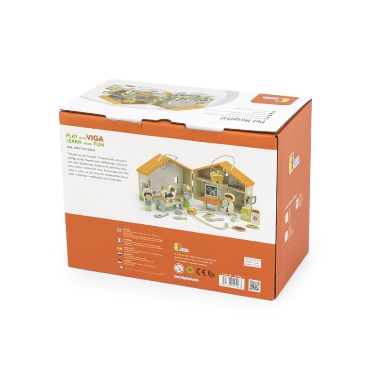 Viga, Szpital dla zwierząt, domek, drewniane klocki, figurki