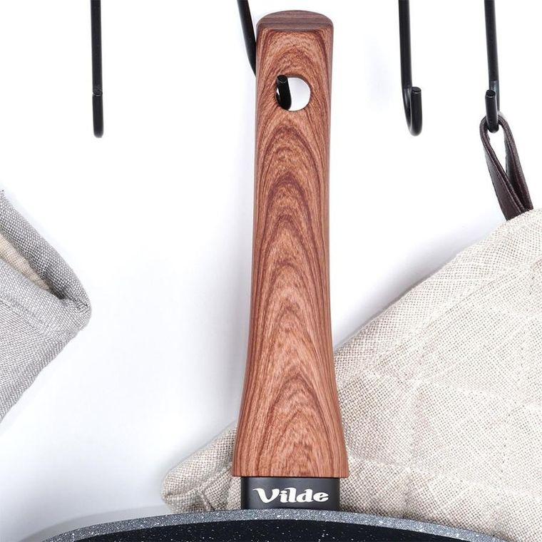 Vilde, Black&Wood, patelnia do grillowania granitowa kwadratowa, 28-28 cm