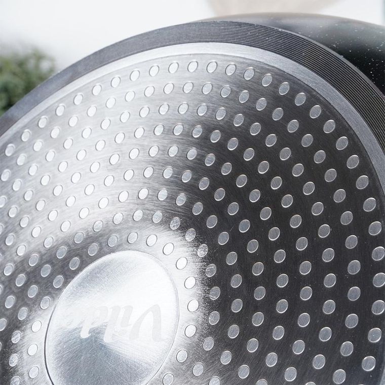 Vilde, Black&Wood, patelnia granitowa ze szklaną pokrywką, 28 cm, 3,5 l